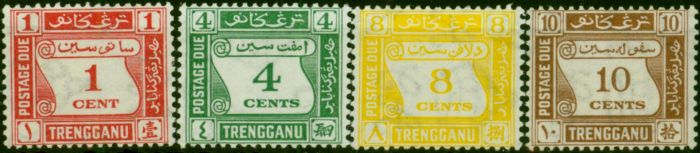 Trengganu 1937 Postage Due Set of 4 SGD1-D4 Fine & Fresh MM  King George VI (1936-1952) Old Stamps
