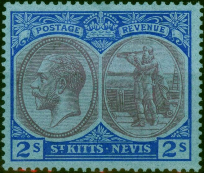 St Kitts Nevis 1922 2s Purple & Blue-Blue SG47 Fine  King George V (1910-1936) Valuable Stamps