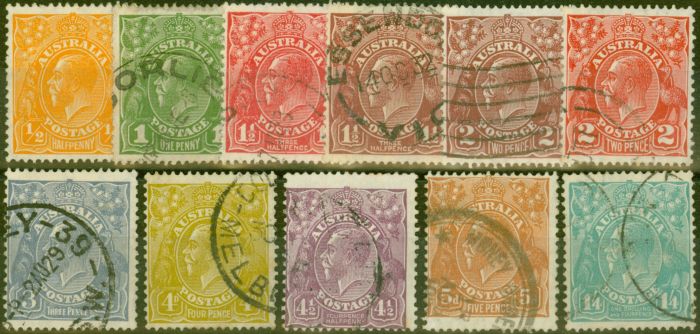 Valuable Postage Stamp from Australia 1926-30 set of 11 SG94-104 Fine Used