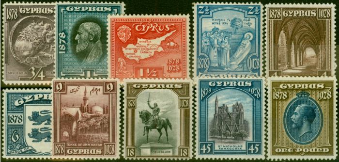 Valuable Postage Stamp Cyprus 1928 Set of 10 SG123-132 Fine LMM