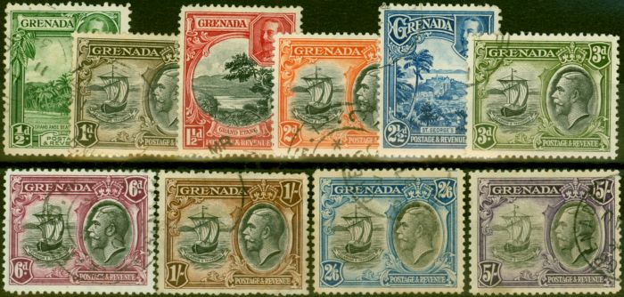 Collectible Postage Stamp from Grenada 1934 Set of 10 SG135-144 Fine Used