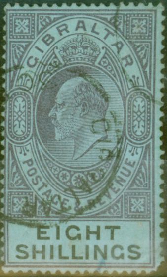 Collectible Postage Stamp from Gibraltar 1903 8s Dull Purple & Black-Blue SG54 Ave Used