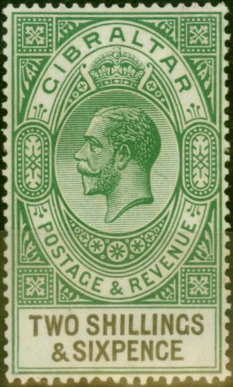 Rare Postage Stamp Gibraltar 1925 2s6d Green & Black SG104 Fine VLMM