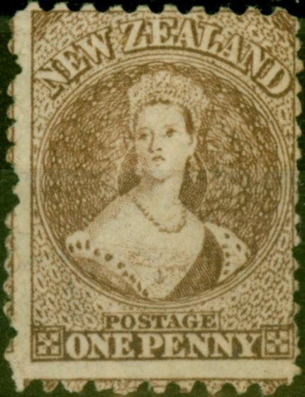 Collectible Postage Stamp New Zealand 1871 1d Brown SG128 P.10 x 12.5 Fine MM