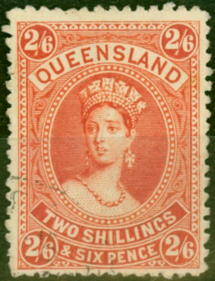 Valuable Postage Stamp from Queensland 1886 2s6d Vermilion SG158 Thick Paper V.F.U
