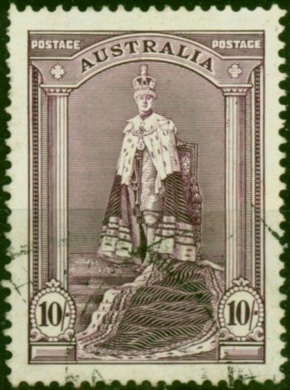 Australia 1948 10s Dull Purple SG177a Thin Paper Fine Used . King George VI (1936-1952) Used Stamps
