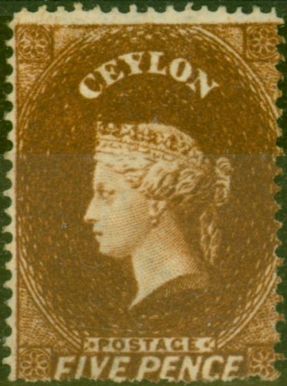 Valuable Postage Stamp from Ceylon 1861 5d Chestnut SG22 Fine & Fresh LMM