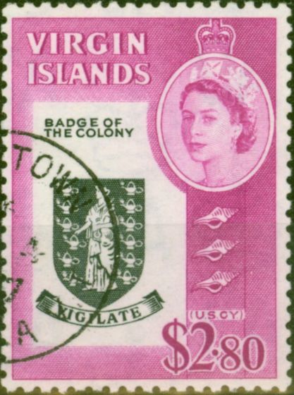 Collectible Postage Stamp from Virgin Islands 1964 $2.80 Black & Bright Purple SG192 Very Fine Used