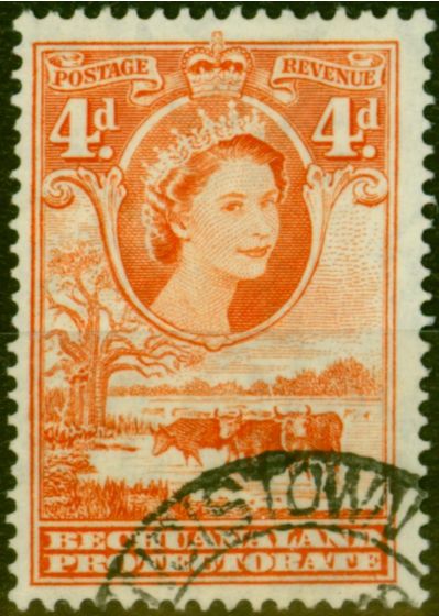 Collectible Postage Stamp from Bechuanaland 1958 4d Red-Orange SG146b Fine Used