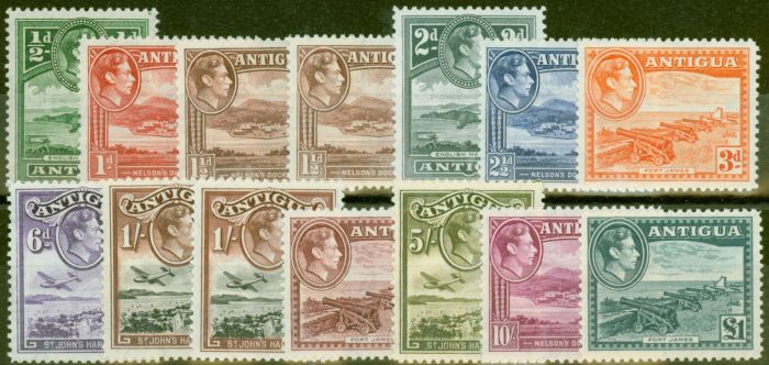 Collectible Postage Stamp from Antigua 1938-49 set of 13 SG98-109 V.F MNH