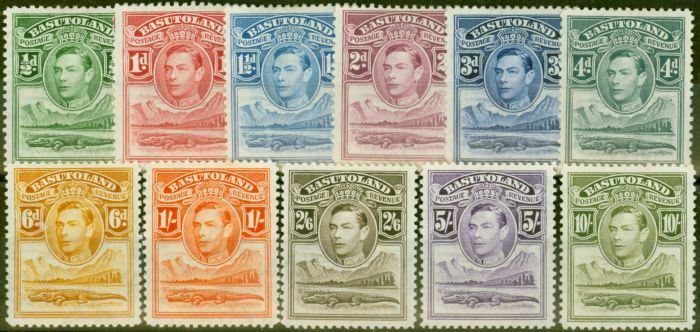 Old Postage Stamp from Basutoland 1938 set of 11 SG18-28 Fine Mtd Mint