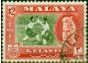 Valuable Postage Stamp from Kelantan 1957 $2 Bronze-Green & Scarlet SG93 Superb Used