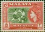 Collectible Postage Stamp Malacca 1957 $2 Bronze-Green & Scarlet SG48 V.F VLMM