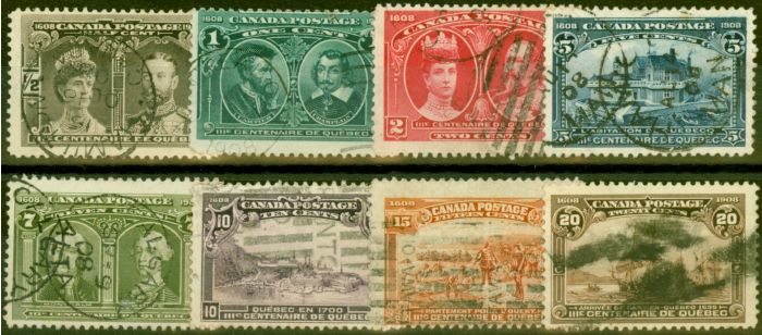 Valuable Postage Stamp from Canada 1908 Quebec Set of 8 SG188-195 Good Used