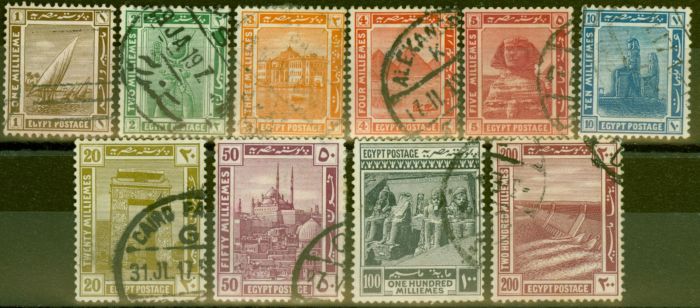 Collectible Postage Stamp from Egypt 1914 SG73-82 Fine Used set of 10
