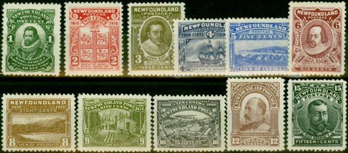 Valuable Postage Stamp Newfoundland 1910 Set of 11 SG95-105 Good MM