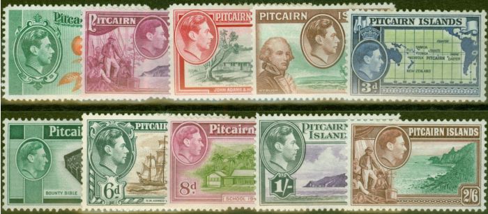 Rare Postage Stamp from Pitciarn Islands 1940 set of 10 SG1-8 Fine Mtd Mint