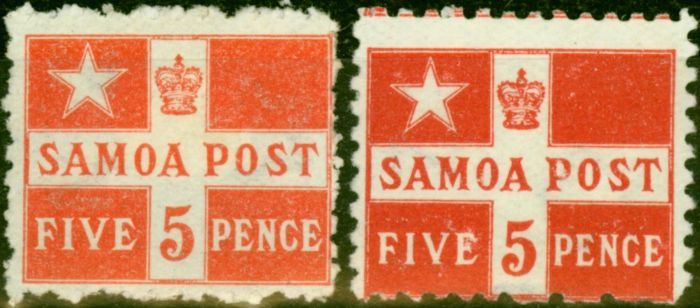Old Postage Stamp from Samoa 1895-1900 Set of Both Shades SG72 & 72a Perf 11 Fine Mtd Mint