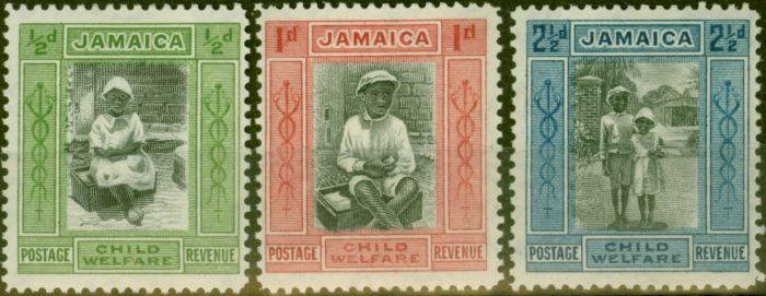 Rare Postage Stamp from Jamaica 1923 Child Welfare set of 3 SG107-107c Fine Lightly Mtd Mint
