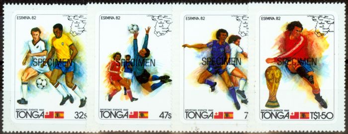 Collectible Postage Stamp from Tonga 1982 World Cup Specimen set of 4 SG809s-812s Fine MNH