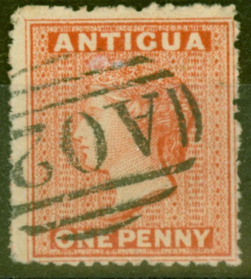 Collectible Postage Stamp from Antigua 1867 1d Vermilion SG7b Wmk Sideways V.F.U