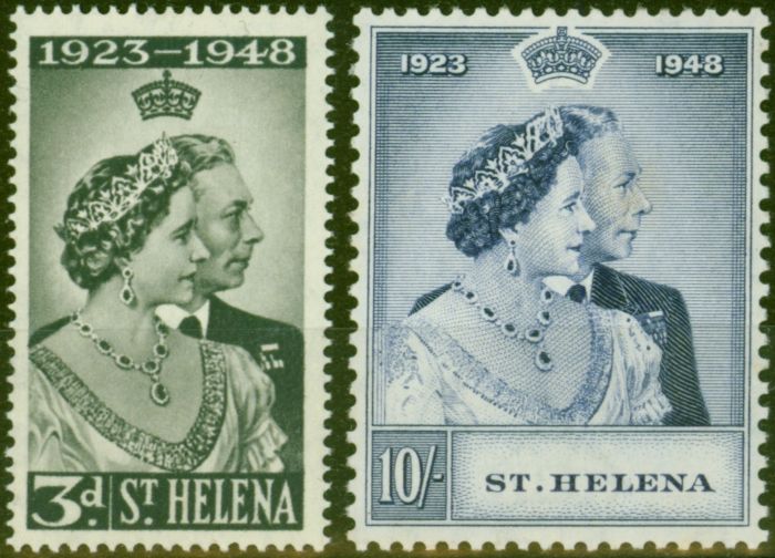 St Helena 1948 RSW set of 2 SG143-144 Fine Mtd Mint  King George VI (1936-1952) Old Royal Silver Wedding Stamp Sets
