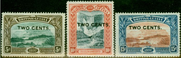 Old Postage Stamp British Guiana 1899 Set of 3 SG222-224 Fine LMM