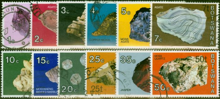 Collectible Postage Stamp Botswana 1976 Minerals New Currency Set of 12 to 50t SG367-378 Fine Used