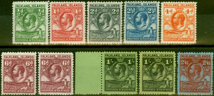 Valuable Postage Stamp from Falkland Islands 1929-36 Set of 10 to 2s6d SG116-123 V.F MNH
