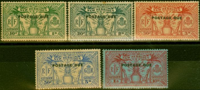 Old Postage Stamp New Hebrides 1925 Postage Due Set of 5 SGD1-D5 Ave MNH