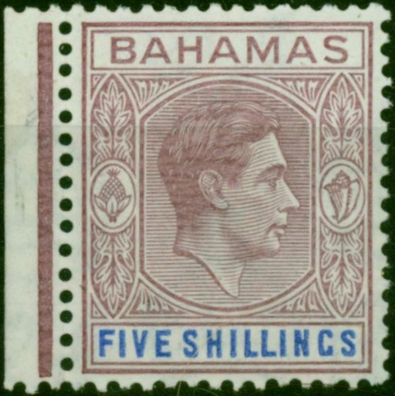 Bahamas 1948 5s Brown-Purple & Deep Bright Blue SG156d Fine LMM . King George VI (1936-1952) Mint Stamps