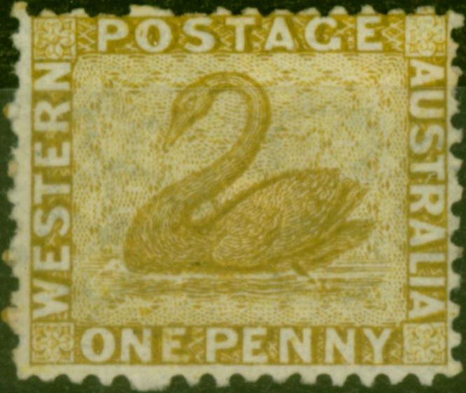 Valuable Postage Stamp Western Australia 1864 1d Bistre SG52 Fine & Fresh Unused