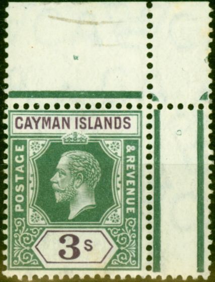 Collectible Postage Stamp from Cayman Islands 1912 3s Green & Violet SG50 Fine MNH