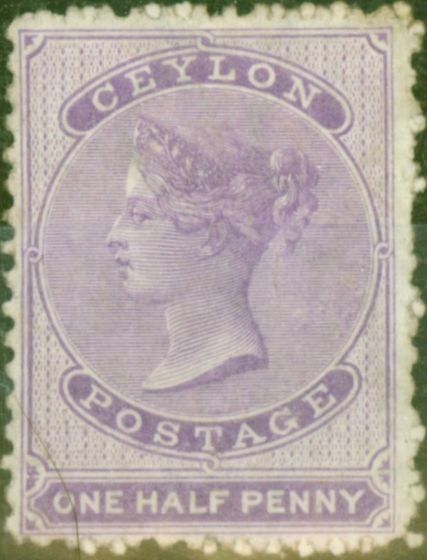 Rare Postage Stamp from Ceylon 1864 1/2d Dull Mauve SG48 Good Unused