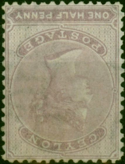 Ceylon 1864 1/2d Dull Mauve SG48aw Wmk Inverted V.F MM Scarce  Queen Victoria (1840-1901) Collectible Stamps
