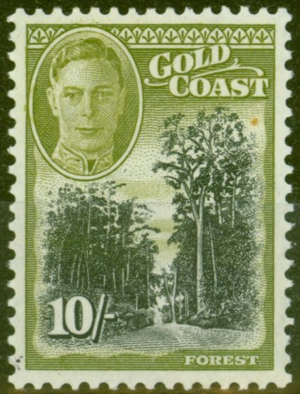 Valuable Postage Stamp from Gold Coast 1948 10s Black & Sage-Green SG146 Fine MNH