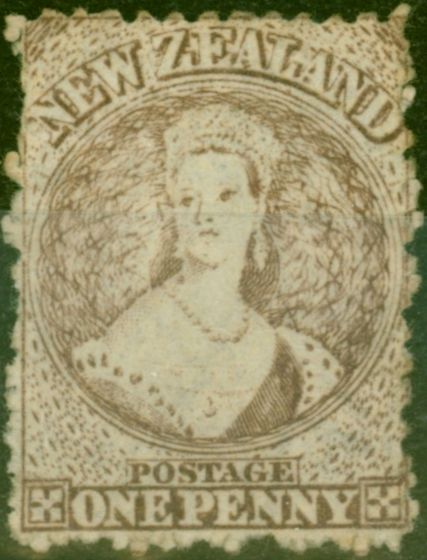 Old Postage Stamp from New Zealand 1873 1d Brown Worn Plate SG132a Fine Unused