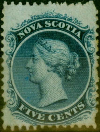 Collectible Postage Stamp from Nova Scotia 1860 5c Blue SG25 Good Mtd Mint