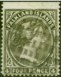Old Postage Stamp from Falkland Islands 1887 4d Grey-Black SG10 Fine Used from Top of the Sheet