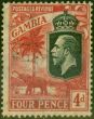 Rare Postage Stamp from Gambia 1922 4d Red-Yellow SG118 Fine Used