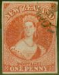 Old Postage Stamp from New Zealand 1864 1d Carmine-Vermilion SG97 Wmk NZ Superb Used