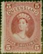Old Postage Stamp Queensland 1895 5s Rose SG163 Fine MM