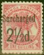Rare Postage Stamp from Samoa 1898 2 1/2d on 1s Dull Rose-Carmine SG86 Fine Mtd Mint (19)
