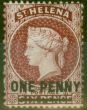Old Postage Stamp from St Helena 1876 1d Lake SG21 Type B P.14 x 12.5 Fine Very Lightly Mtd Mint