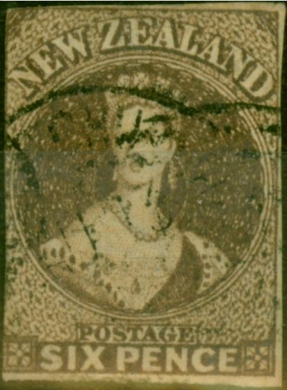 Rare Postage Stamp New Zealand 1862 6d Brown SG42 Good Used