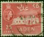 Aden 1953 25c Carmine-Red SG54a 'Crack in Wall' Fine Used. Queen Elizabeth II (1952-2022) Used Stamps