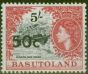 Valuable Postage Stamp from Basutoland 1961 50c on 5s Black & Carmine-Red SG67 Type I V.F MNH
