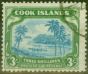 Valuable Postage Stamp from Cook Islands 1938 3s Greenish Blue & Blue SG129 Fine Used