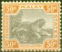 Rare Postage Stamp from Fed of Malay States 1906 50c Grey-Brown & Orange-Brown Fine Mtd Mint