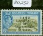 Valuable Postage Stamp from Bahamas 1942 6d Olive-Green & Lt Blue SG169a COIUMBUS Error Early State Fine LMM